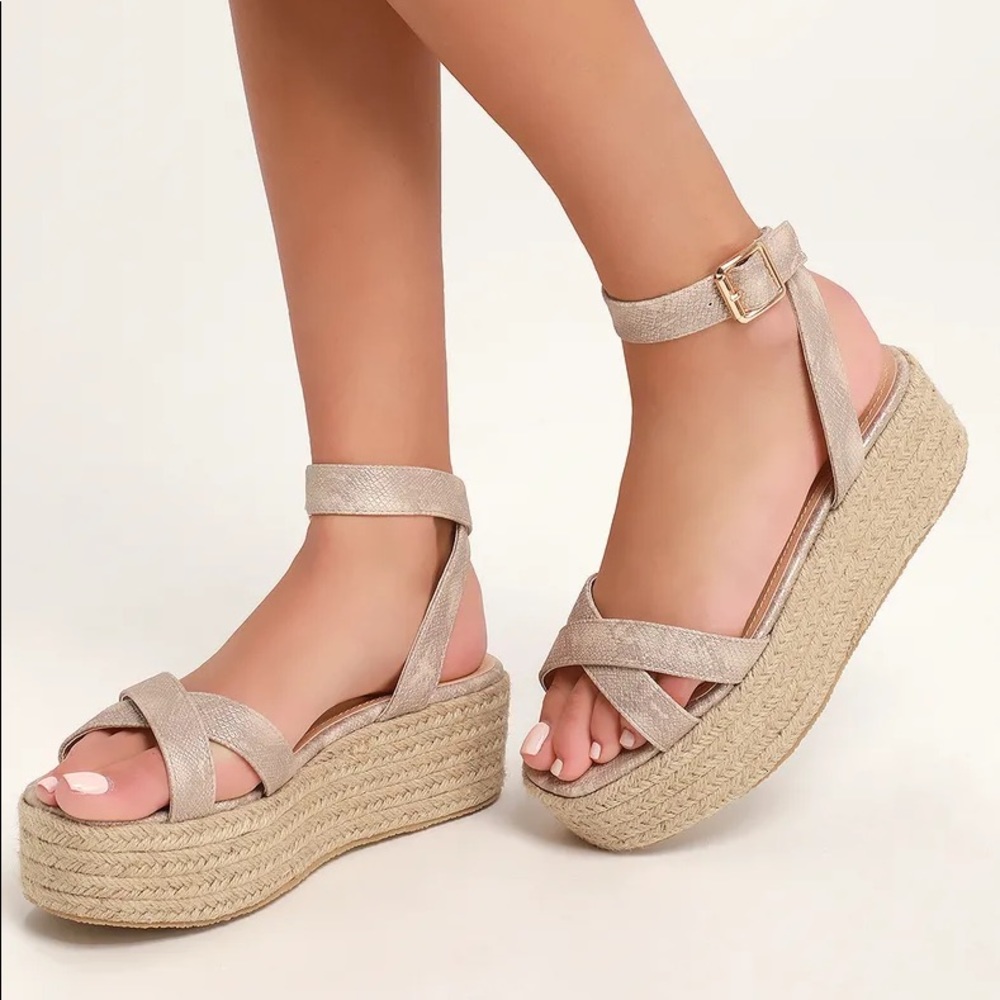 Lulus metallic snake platform sandals